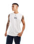 Jack & Jones oversized crane front print vest in white