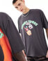 ASOS DESIGN unisex oversized license tee with Looney Tunes back print in charcoal Черный, S - фото #2