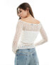 Фото #7 товара Vero Moda off shoulder stretch lace top in white