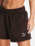 Фото #3 товара Puma classics cosy club borg shorts in dark chocolate - exclusive to ASOS