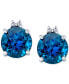 ფოტო #2 პროდუქტის Blue Topaz (3-3/4 ct. t.w.) & Diamond Accent Stud Earrings in Sterling Silver