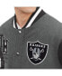 Men's Heather Gray, Black Las Vegas Raiders Gunner Full-Zip Varsity Jacket
