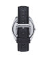 Men Roman Leather Watch - Silver/Black, 46mm