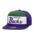 Men's White, Purple Milwaukee Bucks Retro Sport Colorblock Script Snapback Hat