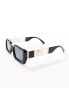 ASOS DESIGN chunky square sunglasses with gold temple design in black