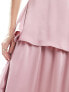 Vila Bridesmaid satin tiered maxi dress with tie belt in light pink