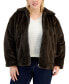 Фото #1 товара Juniors' Trendy Plus Size Faux-Fur Coat, Created for Macy's