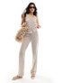 Object crochet lace tie waist beach trouser co-ord in cream