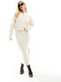 Фото #5 товара Mango knitted button front bomber in white