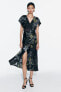Фото #1 товара Платье миди из атласа с принтом ZARA
