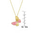 Фото #2 товара Kids 14k Gold Plated with Enamel & Cubic Zirconia Butterfly Pendant Necklace in Sterling Silver