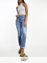 Фото #1 товара River Island Tall slim mom jeans in mid blue wash