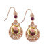 Rose Gold Tone Purple Crystal Flower Drop Earrings