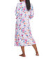 Фото #2 товара Women's Floral-Print Knit Long Zip Robe