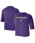 ფოტო #2 პროდუქტის Women's Purple Los Angeles Lakers Courtside Splatter Cropped T-shirt