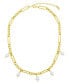 14K Gold-Plated Adjustable Cultured Freshwater Pearl Mixed Link Chain Necklace