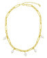 14K Gold-Plated Adjustable Cultured Freshwater Pearl Mixed Link Chain Necklace