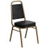 Hercules Series Trapezoidal Back Stacking Banquet Chair In Black Vinyl - Gold Frame