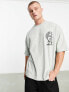 ASOS DESIGN oversized t-shirt in grey with statue spine print