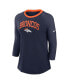 Фото #3 товара Women's Navy Denver Broncos Raglan 3/4 Sleeve T-Shirt