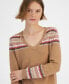 Фото #3 товара Women's Fair Isle V-Neck Sweater