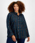 Фото #1 товара Plus Size Plaid Button-Front Shirt