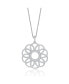 Фото #1 товара Sterling Silver White Gold Plated with Clear Cubic Zirconia Flower Pendant