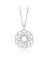 ფოტო #1 პროდუქტის Sterling Silver White Gold Plated with Clear Cubic Zirconia Flower Pendant