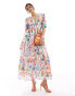 Фото #1 товара Hope & Ivy tea midi dress in bright patchwork print