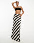 ASOS DESIGN satin twill maxi skirt in mono stripe