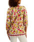 Фото #2 товара Petite Floral V Neck 3/4-Sleeve Top, Created for Macy's
