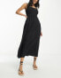 Rhythm classic shirred maxi summer dress in black