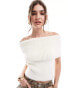 4th & Reckless fluffy rib knit bardot top in cream Бежевый, 36 - фото #1