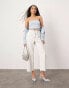 ASOS DESIGN barrel leg jeans with cinch waist in ecru Бежевый, W34 L32 - фото #2