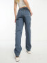 Фото #3 товара ASOS DESIGN Tall seam detail cargo trouser in navy with contrast stitch