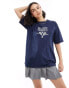 Miss Selfridge Malibu oversized t-shirt in navy