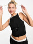 Nike Running Air Dri-FIT half zip crop tank top in black