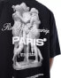 ASOS DESIGN extreme oversized t-shirt in black with Paris statue back print