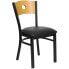 Фото #4 товара Hercules Series Black Circle Back Metal Restaurant Chair - Natural Wood Back, Black Vinyl Seat