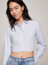 Фото #2 товара Tommy Jeans Open Back Cropped Fit Shirt in Blue Grey