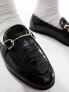 Фото #2 товара Mango croc detail loafer in black