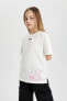 Kız Çocuk Snoopy Oversize Fit Kısa Kollu Tişört C1138A824SM