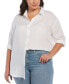 ფოტო #4 პროდუქტის Plus Size Easy Linen Long Sleeve Button-Down Shirt