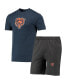 Фото #1 товара Men's Charcoal, Navy Chicago Bears Meter T-shirt and Shorts Sleep Set