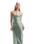 4th & Reckless satin bandeau maxi dress in sage