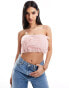 In The Style tulle bandeau crop top in blush