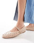 ALDO Marylina Studded Ballet with Buckle in Beige Leather