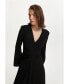 ფოტო #9 პროდუქტის Women's V-Neck Crepe Dress