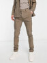 Topman super skinny herringbone suit trousers in brown