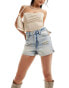 Фото #2 товара River Island bleached denim short in light blue